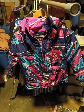 Hawke & Co Girls' Navy, Pink & Teal Geometric Puffer Jacket